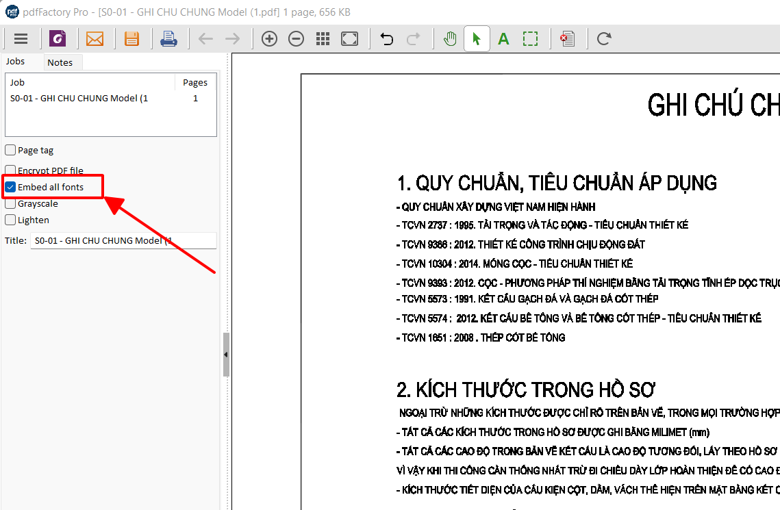 Sửa lỗi font khi xuất PDF từ phần mềm PDF FactoryPro